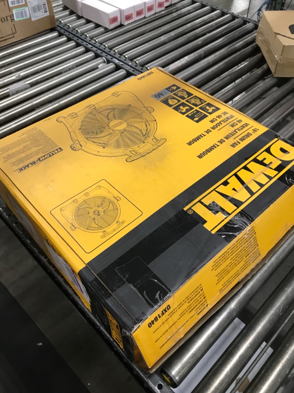 Photo 3 of DEWALT DXF1840 Floor Fan, Industrial Fan, 18 Inch High Velocity Fan with 3-Speed Heavy Duty Air Circulator and 180 Adjustable Tilt