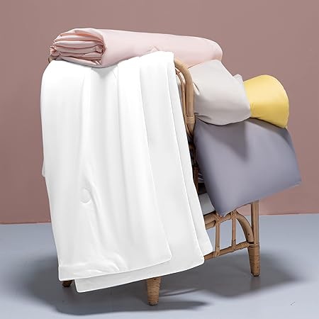 Photo 1 of Cooling Blankets for Hot Sleepers - Cool Like Ice Cream Lightweight Blanket for Summer with Double Side Cold, Cooling Comforter, Quilt, Fabric for Bed (Throw Size 47" x 59" White)
