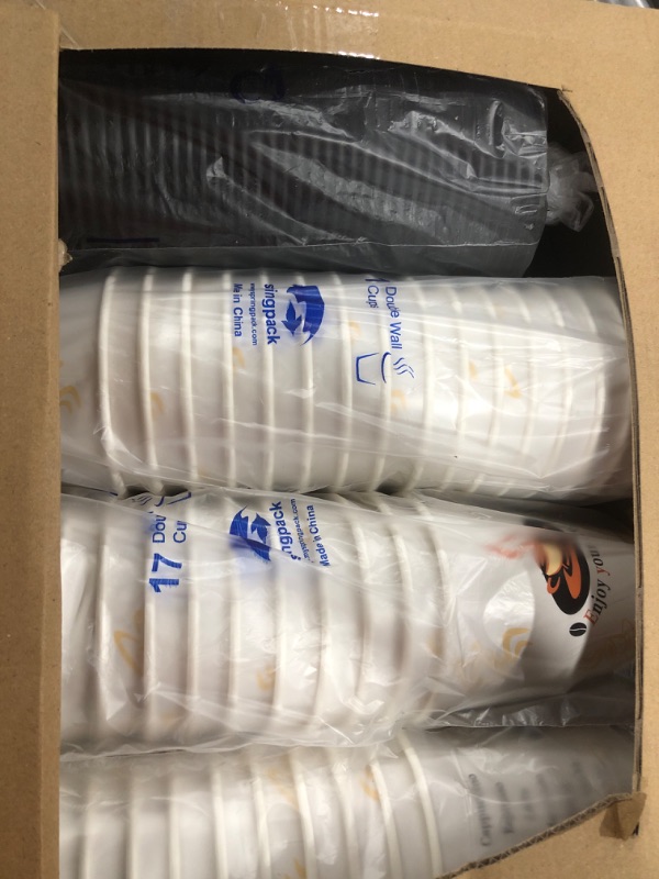 Photo 2 of 100 Pack 12 oz Double Wall Disposable Paper Coffee Cups with Lids, Insulated To Go Coffee Cup, Hot Drinking Cups for Daily use
