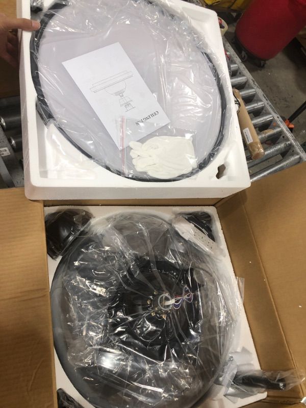 Photo 1 of 42" Ceiling Fans with Lights and Remote Control,Retractable Ceiling Fan,Quiet DC Motor, Reversible Blades, Modern Style Farmhouse Ceiling Fan, for Bedroom, Living Room,Black