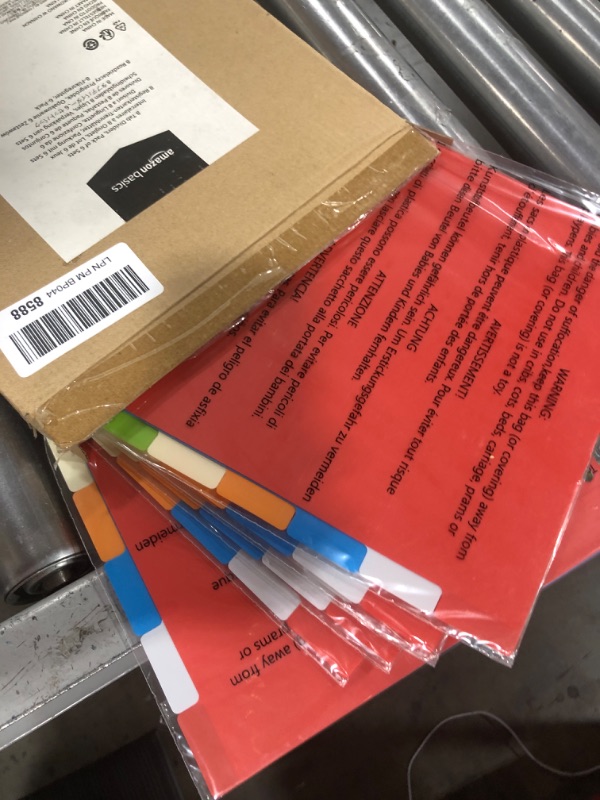 Photo 1 of Amazon Basics 3-Ring Binder Plastic Divider Set, 3-Hole Punched Letter Size 8-Tab Dividers, 6 Pack, Assorted Color