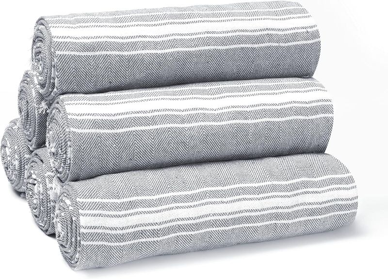 Photo 1 of BELIZZI HOME Peshtemal Turkish Towel 100% Cotton Chevron Beach Towels Oversized 36x71 Set of 6, Beach Towels for Adults, Soft Durable Absorbent Extra Large Bath Sheet Hammam Towel - Charcoal Grey
