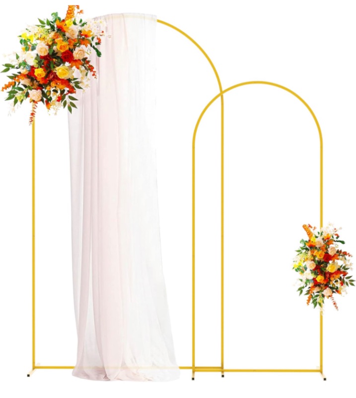 Photo 1 of Metal Arch Backdrop Stand Gold Wedding Arch Stand Set of 2 (7.2FT/6FT)