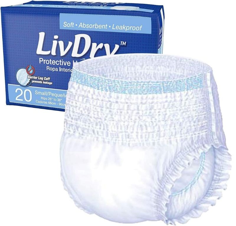 Photo 1 of LivDry Adult Incontinence Underwear, Extra Absorbency with Overnight Comfort Bundle - Small
