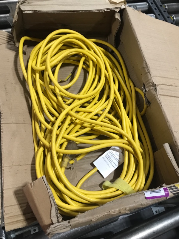 Photo 2 of 100 ft 12/3 Outdoor Extension Cord Waterproof Heavy Duty with Lighted Indicator End 12 Gauge 3 Prong, Flexible Cold-Resistant Long Power Cord Outside, 15Amp 1875W SJTW Yellow ETL Listed Yellow 100FT