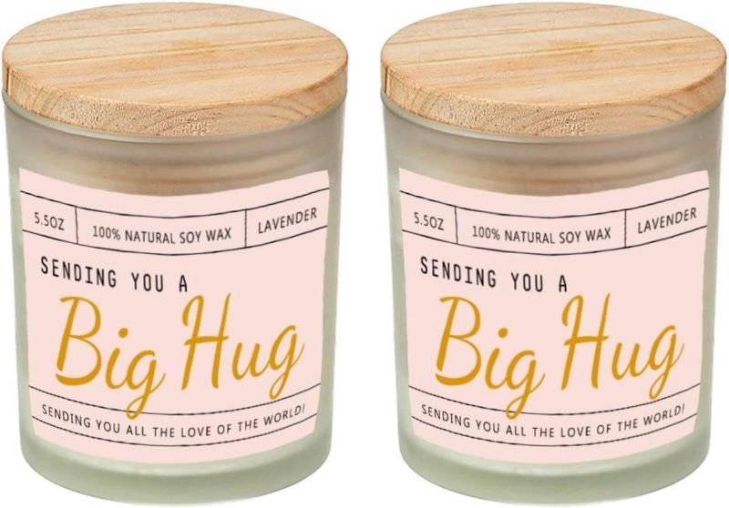 Photo 1 of 2 Pack Sending You A Big Hug Lavender Scented Candle,Thinking of You Candles Gifts for Women,Get Well Soon Cheer Up Presents,Natural Soy Wax Candle Set Small Gifts for Women Mothers Birthday
