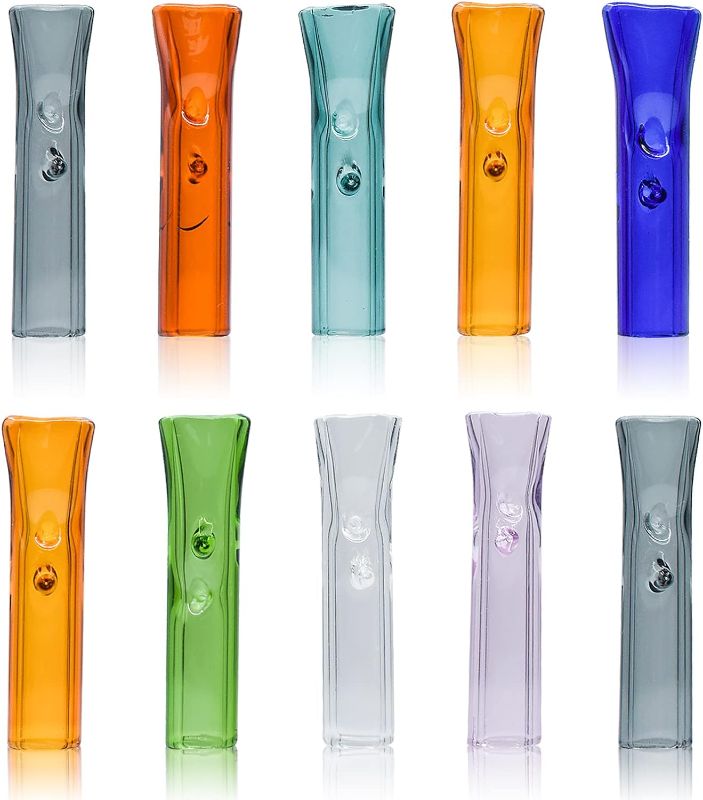 Photo 1 of 10Pcs Colorful Glass Filter Tips Reusable Rolling Tips (Random Color)