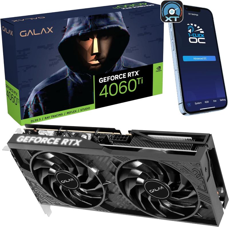 Photo 1 of GALAX GeForce RTX™ 4060 Ti 1-Click OC, Xtreme Tuner App Control, 8GB, GDDR6, 128-bit, DP*3/HDMI 2.1/DLSS 3/Gaming Graphics Card
