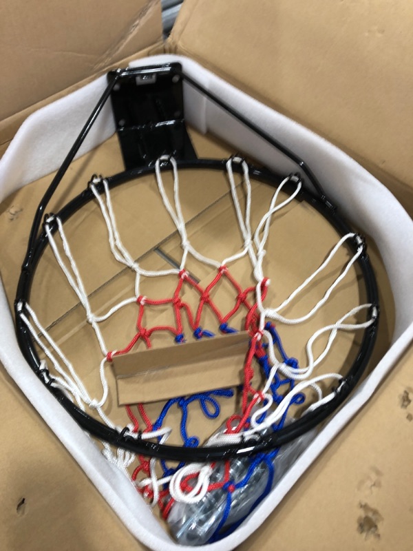 Photo 1 of VEVOR Basketball Rim, Wall Door Mounted Basketball Hoop, Heavy Duty Q235 Basketball Flex Rim Goal Replacement with Net and Double Spring, Standard 18" Indoor Outdoor Hanging Hoop