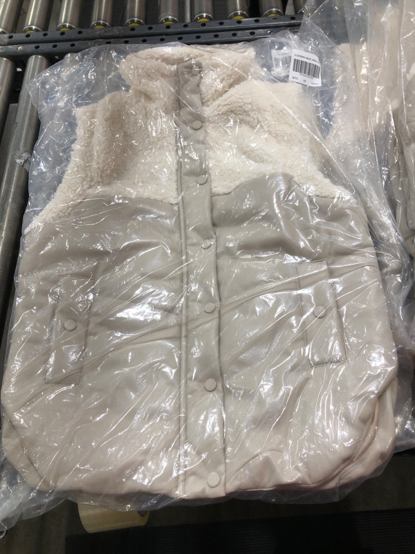 Photo 2 of [BLANKNYC] Womens Vegan Leather Quilted Sherpa VestVest X-Small-Small Beige