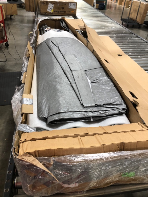 Photo 1 of Carport 10'x20' Portable Garage, Reinforced Steel Poles, Heavy Duty Carport Canopy, 4 Roll-up Doors & 4 Mesh Windows, for Pickup, Boat, and Equipment, Silver Gray