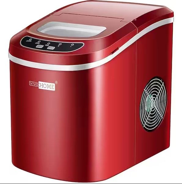 Photo 1 of VIVOHOME 26 lbs./day Countertop Portable Ice Cube Maker in Red