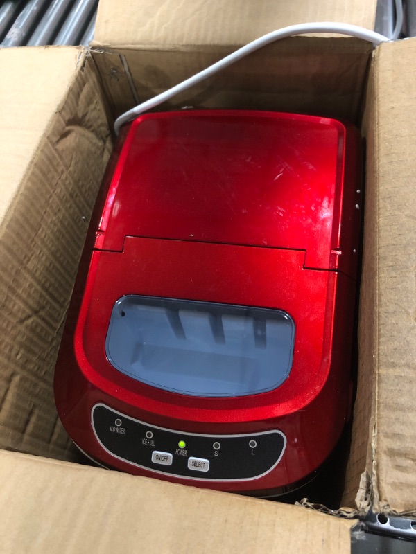 Photo 1 of VIVOHOME 26 lbs./day Countertop Portable Ice Cube Maker in Red