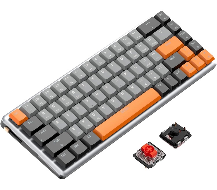 Photo 1 of Gaming Keyboard, 65% Low Profile Wireless Mechanical Keyboard with Red Switch, Bluetooth 5.0/ 2.4G/ Wired RGB Lighting Keyboards 