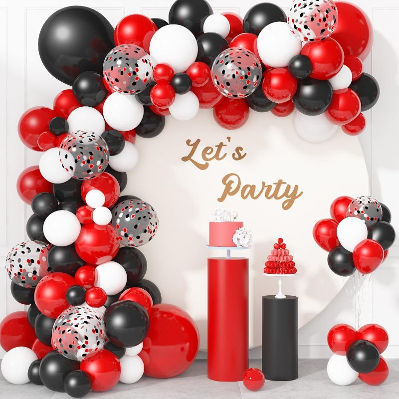 Photo 1 of 133Pcs Red and Black Balloons 