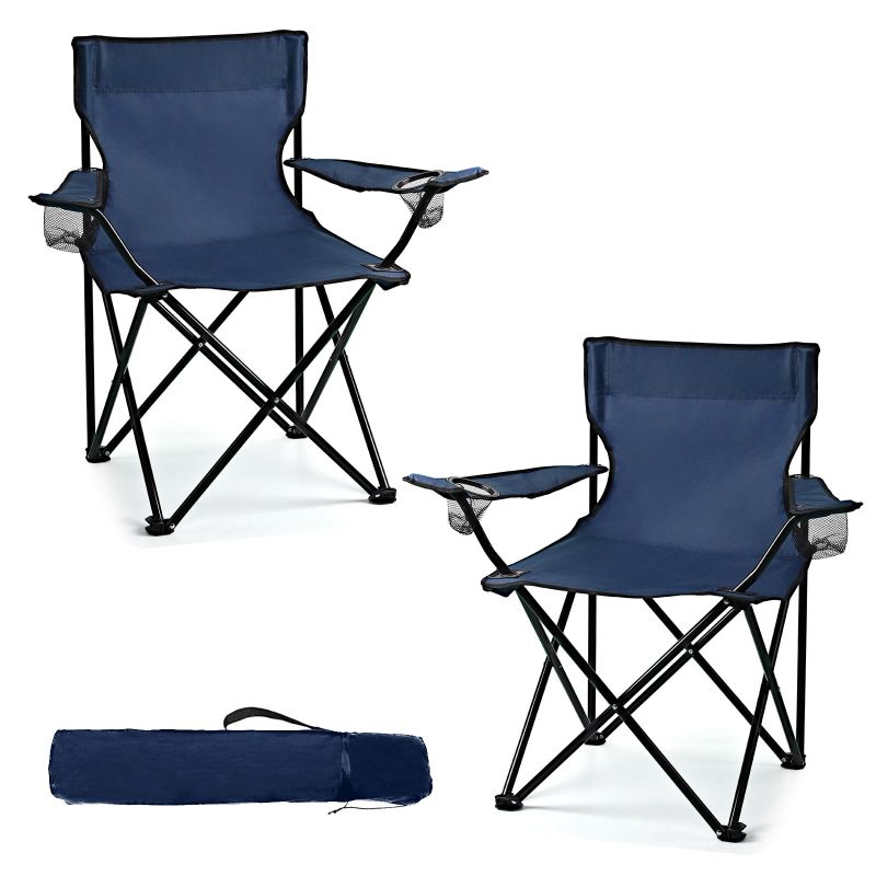 Photo 1 of 2 Pack Camping Chairs - Lightweight and Supportive Chairs, Navy Blue