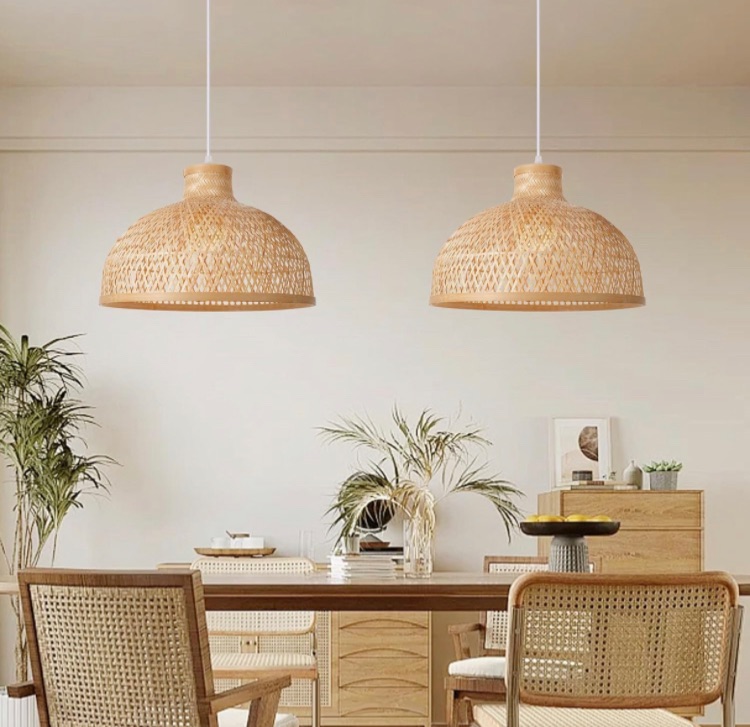 Photo 1 of Arturesthome Single Light Rustic Bamboo Pendant Lighting Woven Pendant Light Fixtures