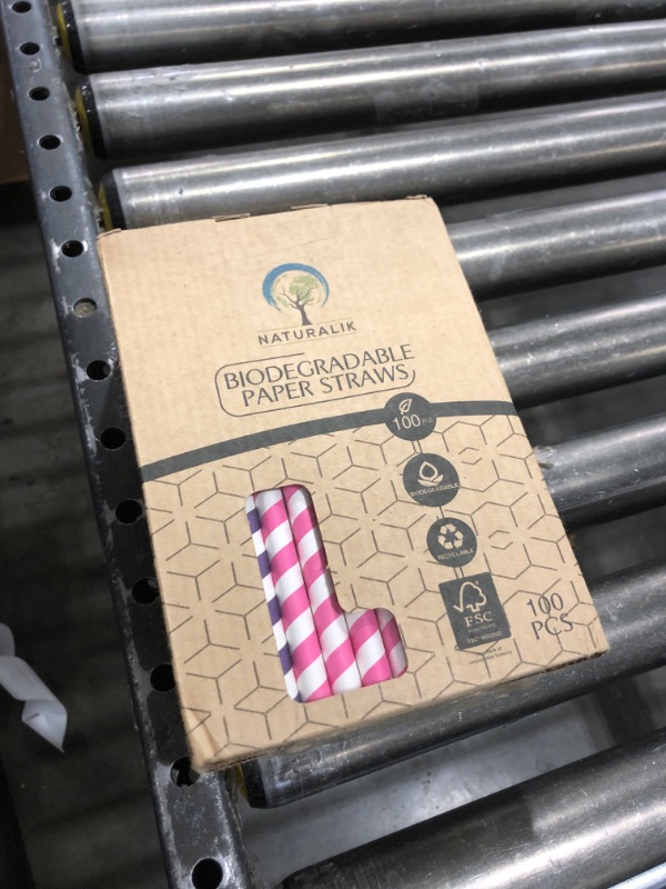 Photo 1 of 100-Pack Extra Durable Paper Straws Biodegradable (Multicolor, 100pc) 