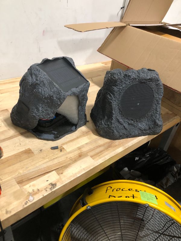 Photo 3 of **READ NOTES BEFORE PURCHASING ITEM** 
Victrola Outdoor Rock Speaker Pair - Wireless Bluetooth , for Garden, Patio, Waterproof, Built all Seasons & Solar Powered with Rechargeable Battery, Music Streaming Charcoal Solar Charcoal