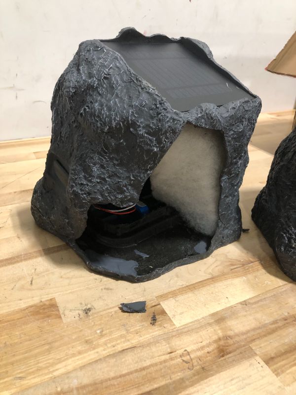 Photo 5 of **READ NOTES BEFORE PURCHASING ITEM** 
Victrola Outdoor Rock Speaker Pair - Wireless Bluetooth , for Garden, Patio, Waterproof, Built all Seasons & Solar Powered with Rechargeable Battery, Music Streaming Charcoal Solar Charcoal