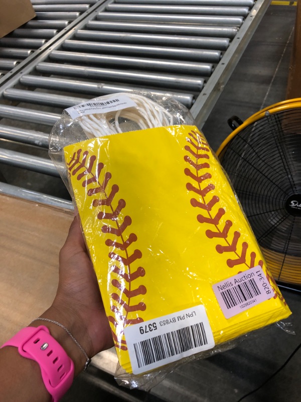 Photo 3 of 18 Pcs Softball Party Favors Gift Bags - Softball Goodie Bags Favors - Softball Theme Birthday Party Decoration Bags - Supplies Paper Bag with Handle