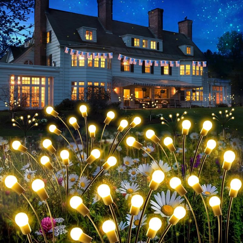 Photo 1 of 10-Pack 60 LED Solar Garden Lights Solar Firefly Lights Outdoor Waterproof Flower Solar Lights Outdoor Swaying Lights Garden Decor for Outside Yard Pathway Xmas Decorations
