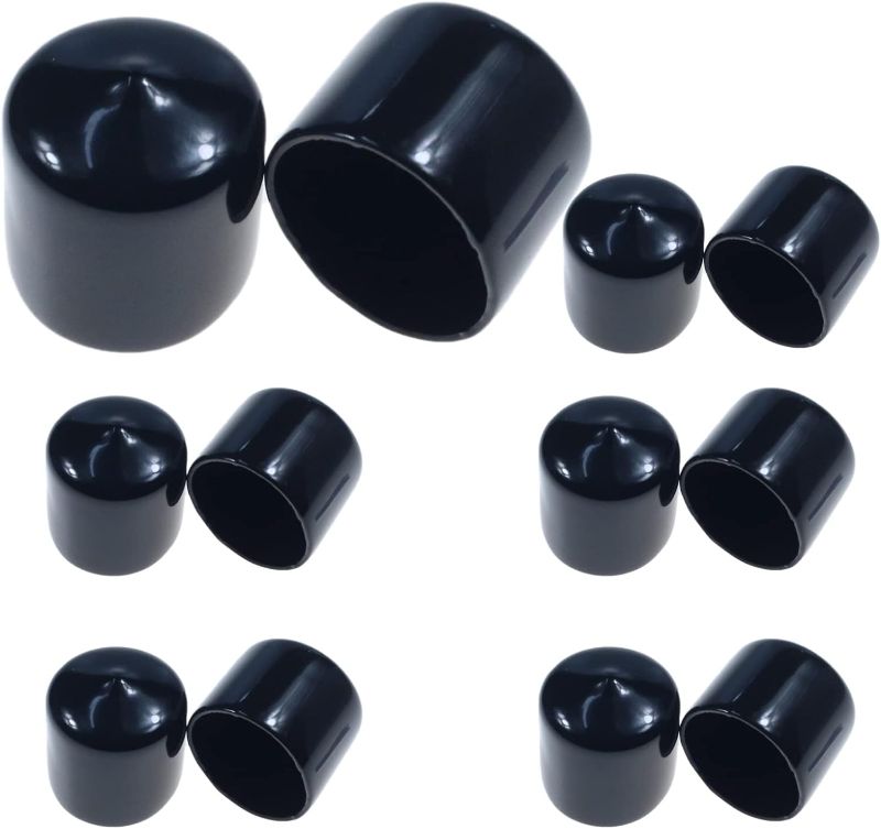 Photo 1 of 1 Inch Rubber End Caps Round Rubber Caps Plug Insert Decking Caps Black Rubber Tips PVC Flexible Vacuum Caps Plastic End Caps for Pipe Tube Pack of 12
