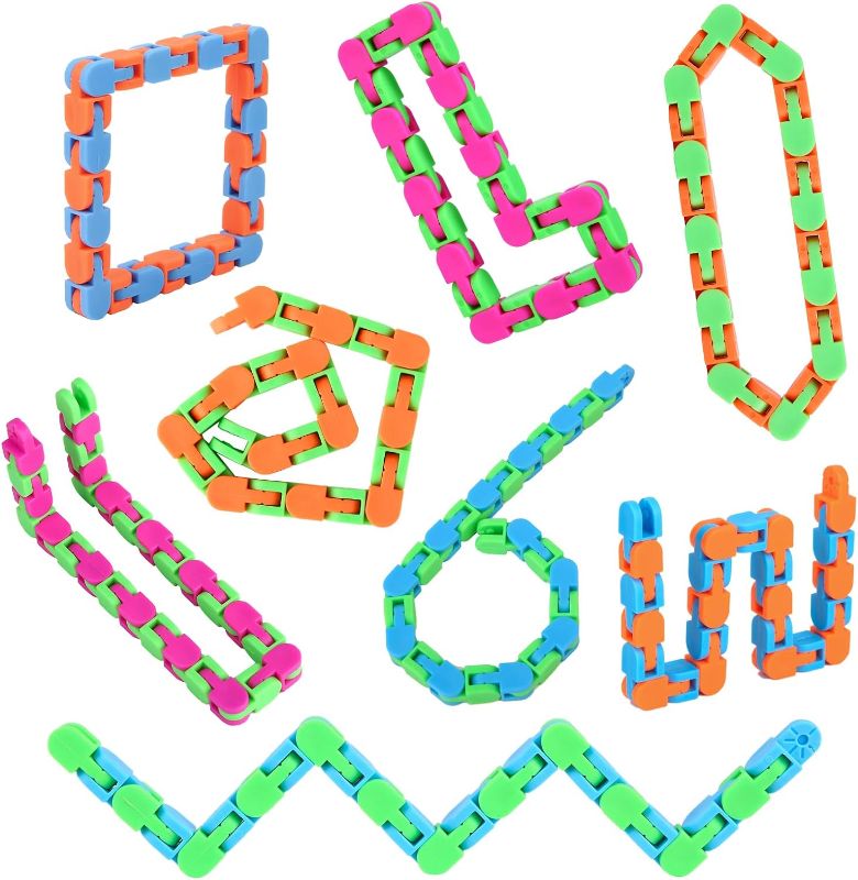 Photo 1 of 8Pcs Fidgets Wacky Tracks Fidget Toys for Kids Classroom Students School Prizes Gifts Sensory Autism Toys Snap Fidget Snake Click Toys for Adults Stress Relief ADD ADHD Autistic Keeps Fingers Busy