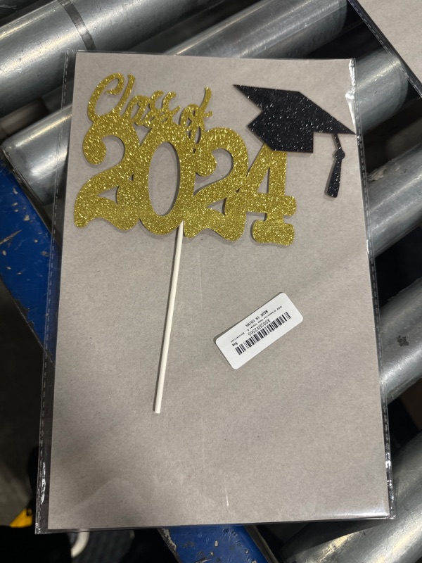 Photo 1 of 2024 Graduation Cake Topper Gold Glitter, Class Of 2024 Cake Topper Gold Graduation 2024 Cake Toppers for 2024 Graduation Party Cake Decorations