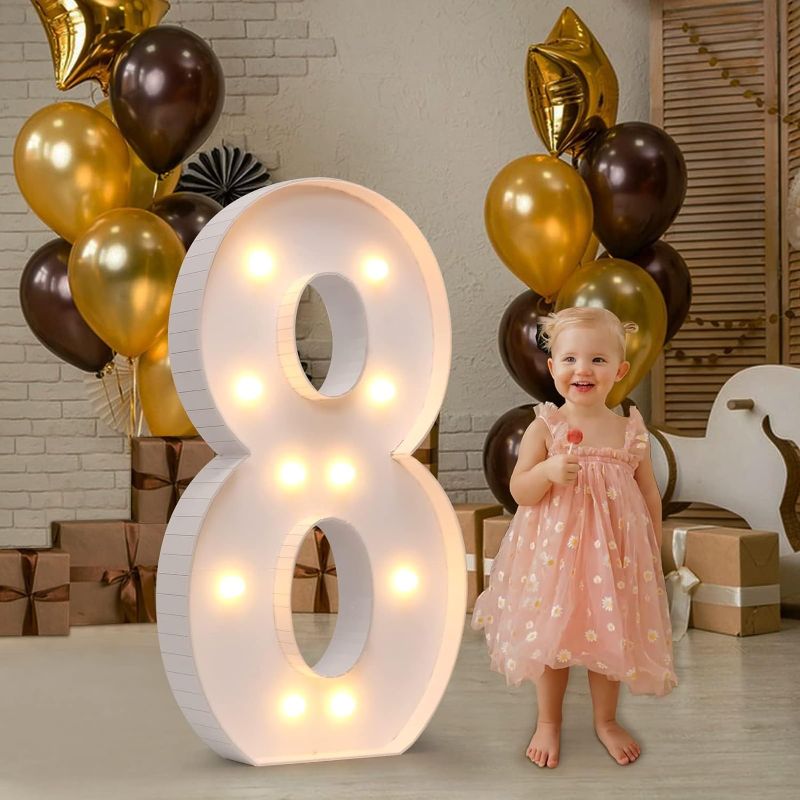 Photo 1 of imprsv Marquee Numbers, 4FT Marquee Light Up Numbers for 8th Party Birthday Decorations, Mosaic Numbers for Balloons, Large Cardboard Numbers, Number Eight Balloon Frame, Number Blocks Birthday Decor