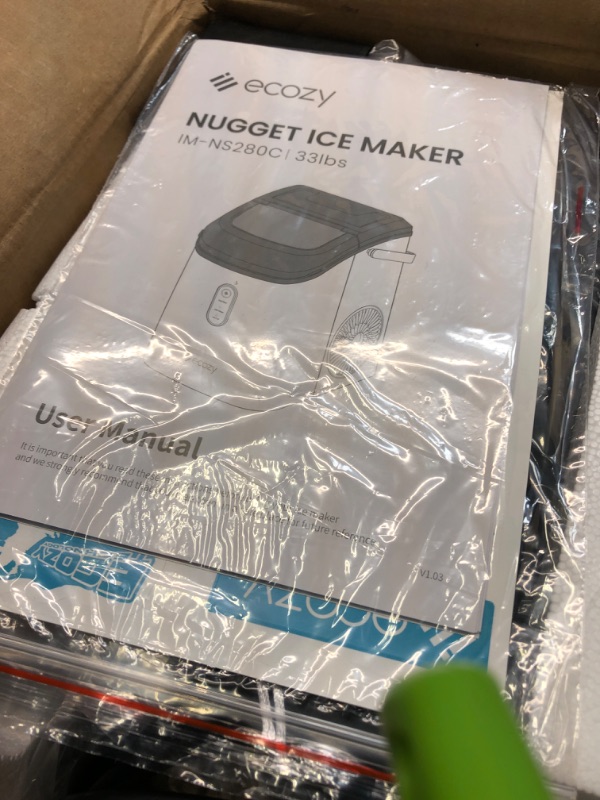 Photo 3 of ***FOR PARTS ONLY*** Nugget Ice Maker Countertop - Chewable Pellet Ice Cubes, 33 lbs Daily Output, Stainless Steel Housing, Self-Cleaning Ice Machine with Ice Bags for Parties, Kitchen, Bar, Office, Silver Nugget Ice Shiny Silver 1