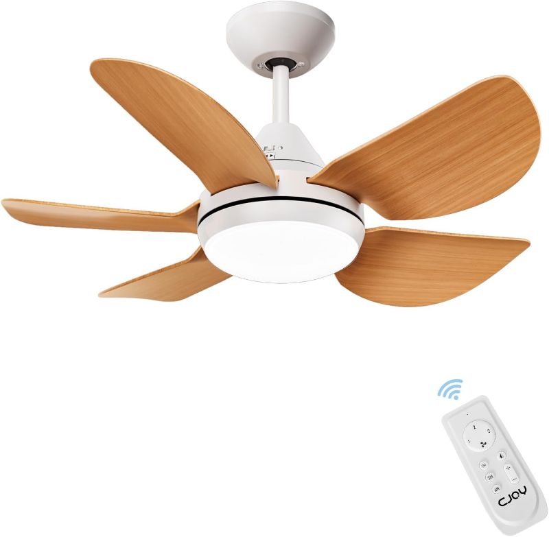 Photo 1 of *** MISSING PARTS TO MAKE IT FUNCTIONAL***
CJOY 30 inch Ceiling Fan with Light, Small Ceiling Fans with Lights and Remote Control, Woodgrain Outdoor Ceiling Fan with LED Dimmable, Reversible 5 Blades Fan for Kid Bedroom/Kitchen/Small Room