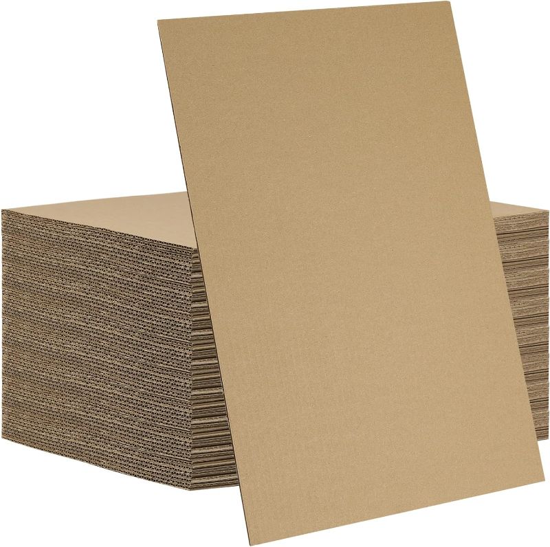 Photo 1 of 100 PCS 8 x 10 Inches Corrugated Cardboard Sheets, 1/8" Thick Brown Kraft Cardboard Sheets, Corrugated Cardboard for Packing, Mailing, Crafts
