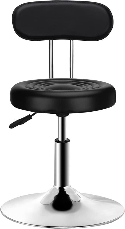 Photo 1 of ***DIRTY*** QiCheng&LYS Round Office Stool Chair Adjustable Height Sit Stand Stool 360 Stool,for Office Home Kitchen Beauty Slip Stool Wheelless Stool (Black with backrest)
