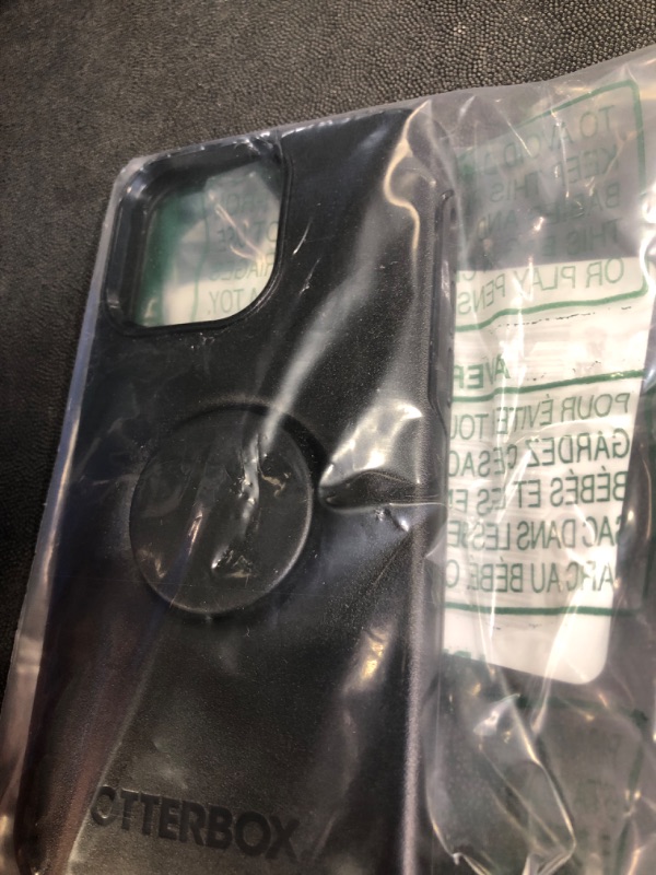 Photo 1 of ***USED*** OtterBox iPhone 14 Pro Max (ONLY) Otter + Pop Symmetry Series Case - BLACK, Integrated PopSockets PopGrip, Slim, Pocket-Friendly, Raised Edges Protect Camera & Screen Black Otter + Pop Symmetry Series