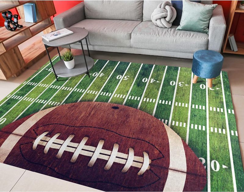 Photo 1 of ALAZA Grunge American Football Field Non Slip Area Rug 5' x 7' for Living Dinning Room Bedroom Kitchen Hallway Office Modern Home Decorative