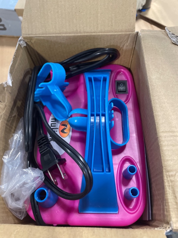 Photo 2 of *** NOT FUNCTIONAL SELLING AS PARTS***** NO RETURNS***
 Electric Portable Dual Nozzle Balloon Blower Pump Inflation for Decoration, Party [110V~120V, 600W, Rose Red]