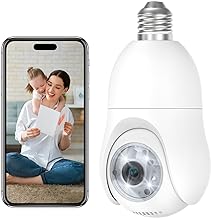 Photo 1 of 2K Light Bulb Security Cameras Wireless Outdoor - 2.4G Hz 360° Motion Detection, for Home Security Outside Indoor, Full-Color Night Vision, Auto Tracking, Siren Alarm, 24/7 Recording