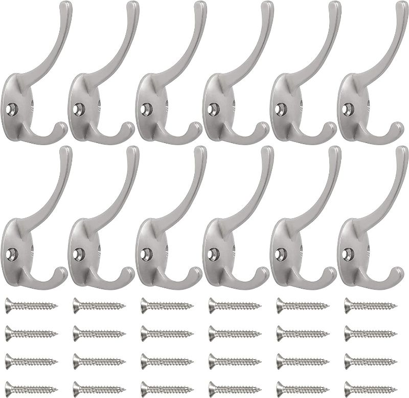 Photo 1 of 








Roll over image to zoom in
IBosins 12 Pack Black Coat Hooks Wall Mounted with 24 Screws Retro Double Hooks Utility Black Hooks for Coat, Scarf, Bag, Towel, Key, Cap, Cup, Hat