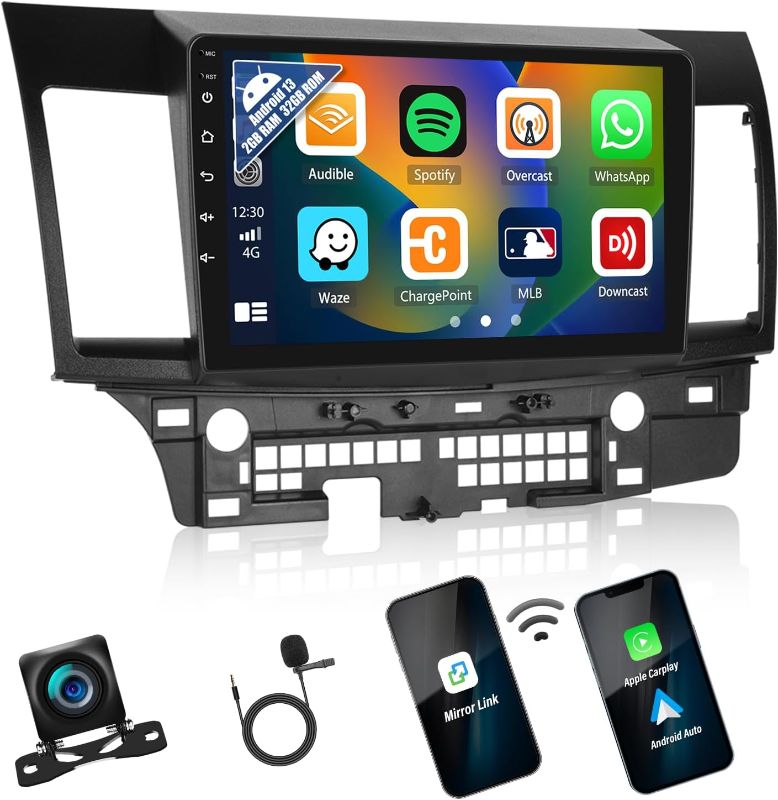 Photo 1 of [2+32G] Android 13 Car Stereo for Mitsubishi Lancer 2008-2017 with Apple Carplay&Android Auto,10.1 Inch Car Radio with Mirror Link Bluetooth FM/RDS Radio WiFi GPS SWC Dual USB+AHD Backup Camera