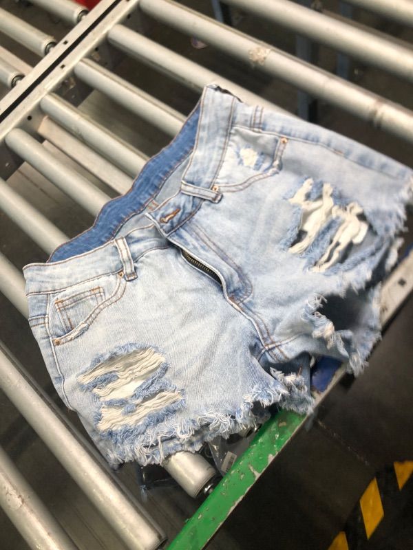 Photo 3 of ****USED** Women's Ripped Denim Jean Shorts Mid Rise Summer Hot Raw Hem Casual Shorts Medium A1-pale Blue