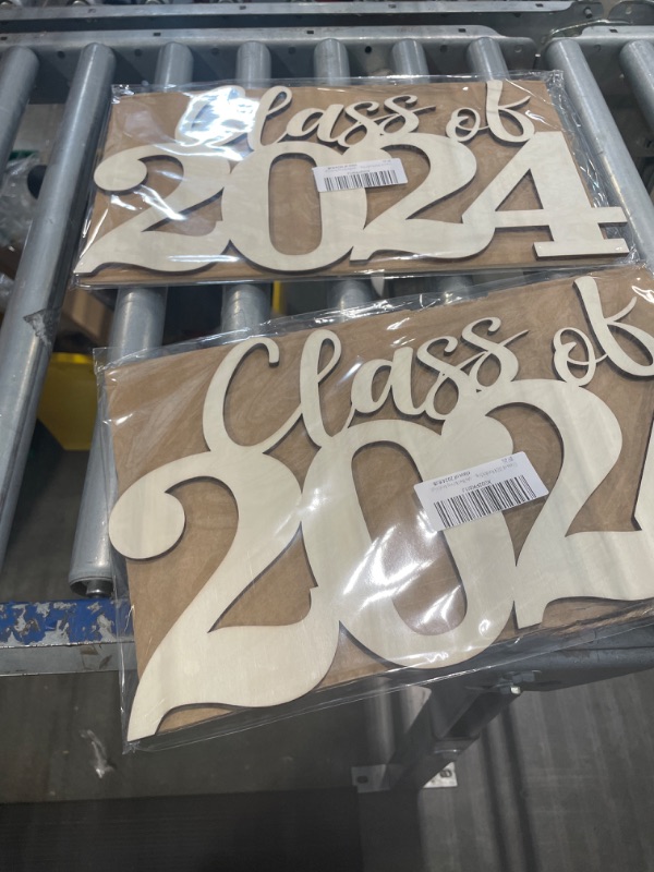 Photo 2 of 2 pack Class of 2024 Wooden Sign Graduation Party Decorations 2024 First Day of School Wood Cutout Sign 2024 Ornament Graduation Photo Booth Prop Wood Sign