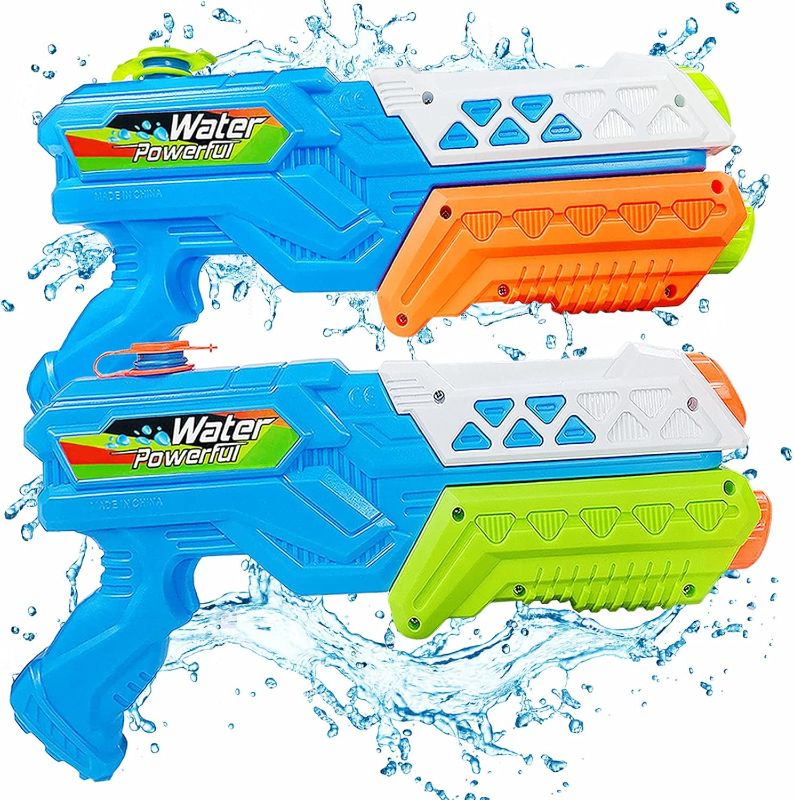 Photo 1 of 2 Water Guns for Kids Ages 8-12, Teens & Adults, X Large Long Range Squirt Water Gun 1360 cc, Water Blaster Pistol Super Soaker, Extra Large Waterguns, Water Toy Guns (Pack of 2)