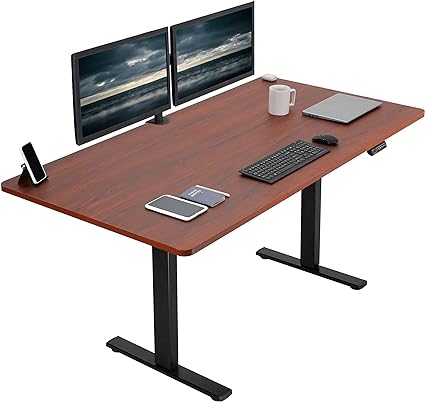 Photo 1 of  Deep Dark Walnut Table Top, Black Frame, Standing Workstation with Preset Controller 55X24