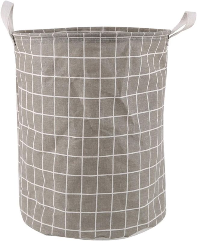 Photo 1 of  Laundry Basket With Handles (5), Checkered Laundry Hamper, Foldable Clothes Storage, High Storage Organizer For Bathroom, Bedroom (5 pack) (white and grey)