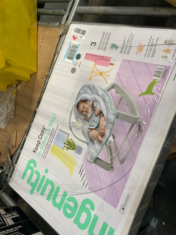 Photo 1 of Ingenuity Keep Cozy 3-in-1 Grow with Me Vibrating Baby Bouncer Seat & Infant to Toddler Rocker, Vibrations & -Toy Bar, 0-30 Months Up to 40 lbs (Spruce) Spruce 1 Count (Pack of 1)