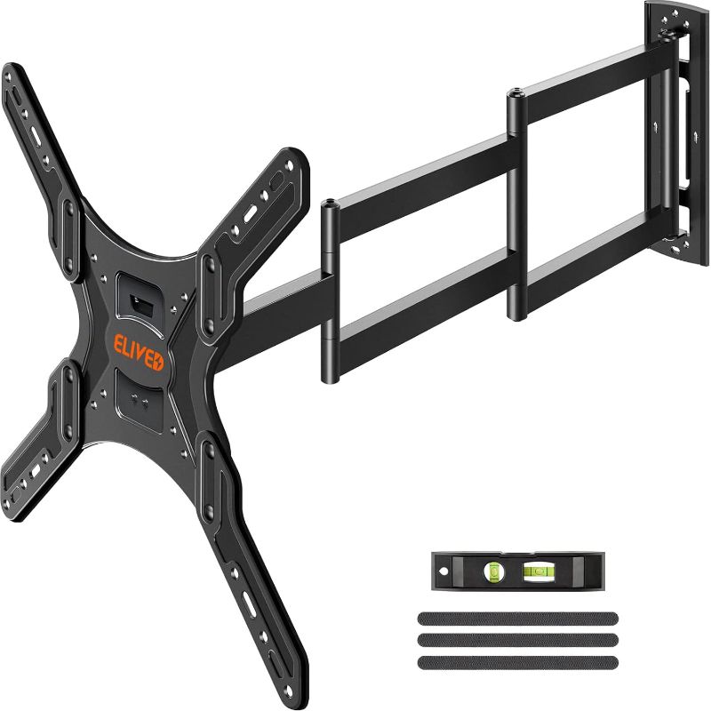 Photo 1 of ELIVED Long Arm TV Mount for Most 26-65 Inch TVs, Corner TV Mount with 37.4 inch Extension Arm, Swivel and Tilt Full Motion TV Bracket Max VESA 400x400mm, Holds up to 77 lbs.