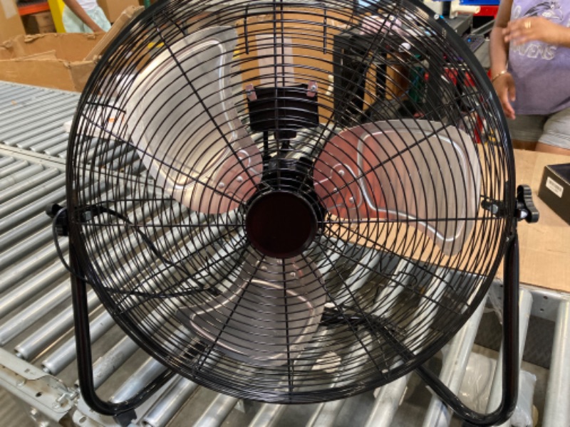 Photo 1 of 20-Inch High-Velocity Industrial Fan with 3 Speeds, Durable Metal Construction and Aluminum Blades, Ideal for Industrial & Commercial Spaces, 125 Watts, Black,