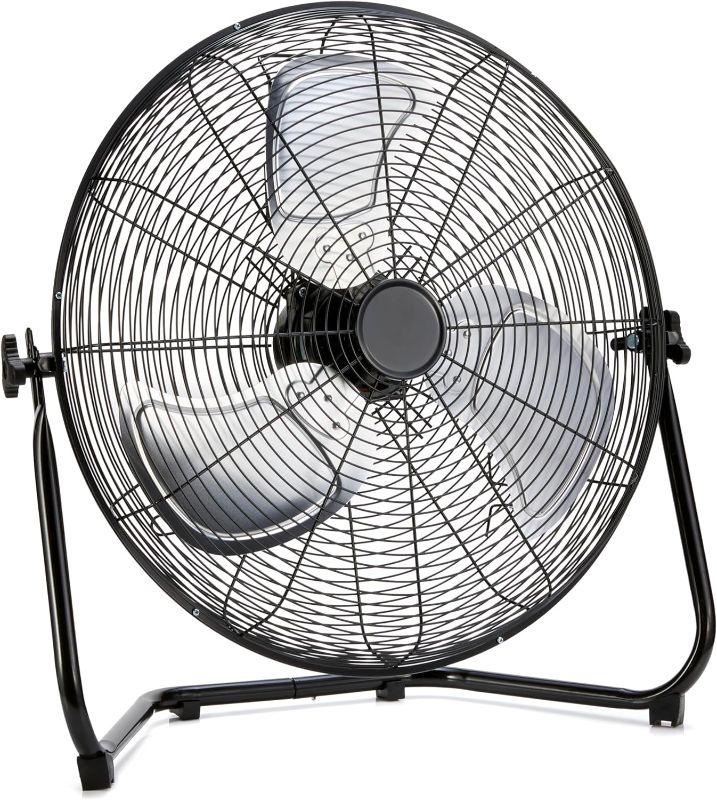 Photo 1 of 20-Inch High-Velocity Industrial Fan with 3 Speeds, Durable Metal Construction and Aluminum Blades, Ideal for Industrial & Commercial Spaces, 125 Watts, Black,