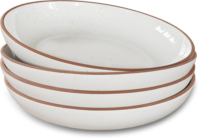 Photo 1 of ****USED***SET OF 3 Mora Ceramic Large Pasta Bowls 30oz, Set of 3 - Serving, Salad, Dinner, etc Plate/Wide Bowl - Microwave, Oven, Dishwasher Safe Kitchen Dinnerware - Modern Porcelain Stoneware Dishes, Vanilla White
